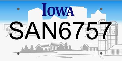 SAN6757 Iowa License Plate
