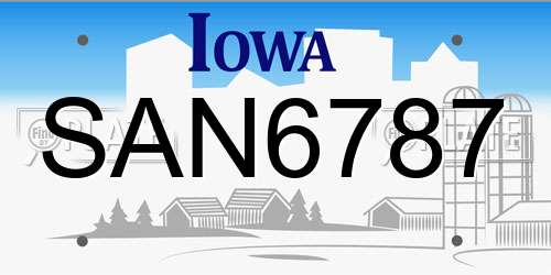 SAN6787 Iowa License Plate