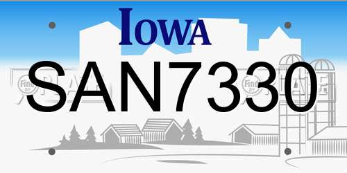 SAN7330 Iowa License Plate