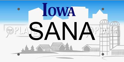 SANA Iowa License Plate