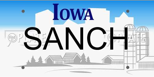 SANCH Iowa License Plate