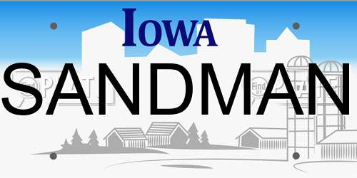 SANDMAN Iowa License Plate