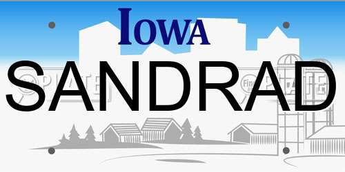 SANDRAD Iowa License Plate