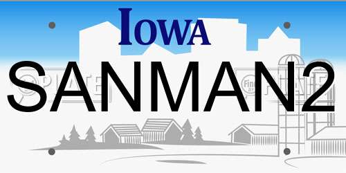 SANMAN2 Iowa License Plate