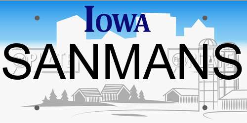 SANMANS Iowa License Plate