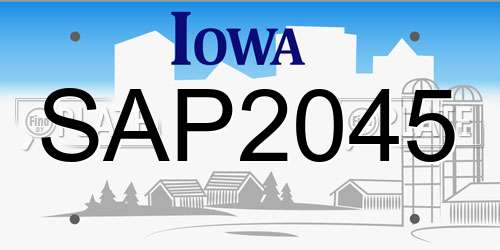 SAP2045 Iowa License Plate