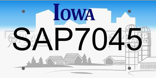 SAP7045 Iowa License Plate