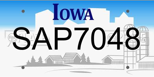 SAP7048 Iowa License Plate