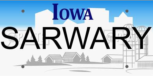 SARWARY Iowa License Plate