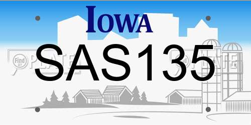 SAS135 Iowa License Plate