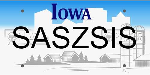 SASZSIS Iowa License Plate