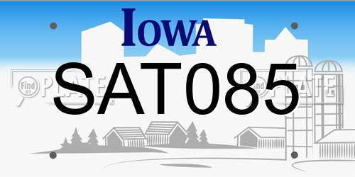 SAT085 Iowa License Plate