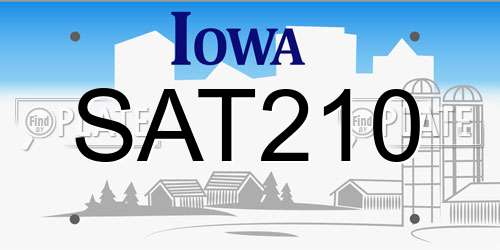SAT210 Iowa License Plate