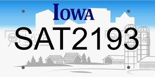 SAT2193 Iowa License Plate
