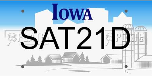 SAT21D Iowa License Plate
