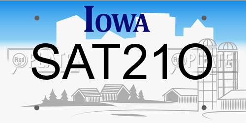 SAT21O Iowa License Plate