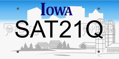 SAT21Q Iowa License Plate