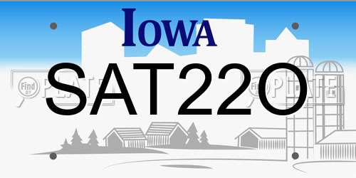 SAT22O Iowa License Plate