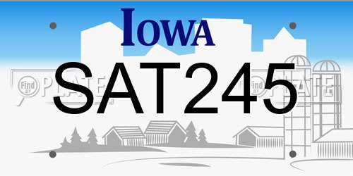 SAT245 Iowa License Plate