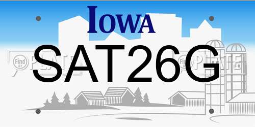 SAT26G Iowa License Plate