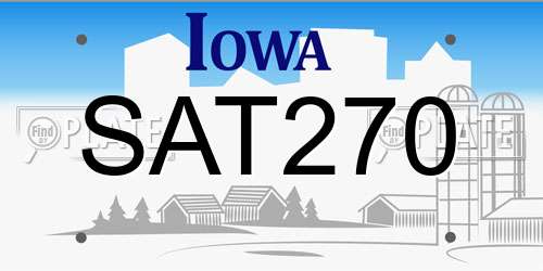 SAT270 Iowa License Plate