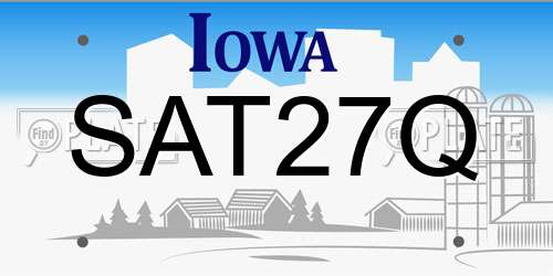 SAT27Q Iowa License Plate
