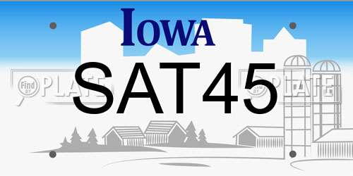 SAT45 Iowa License Plate