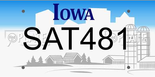 SAT481 Iowa License Plate