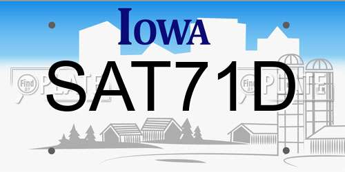 SAT71D Iowa License Plate