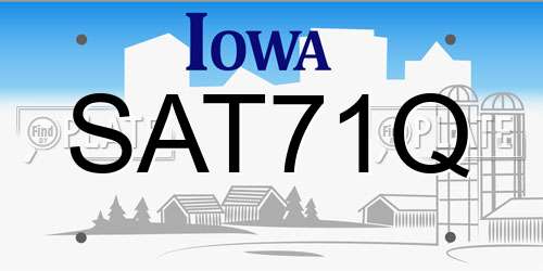 SAT71Q Iowa License Plate