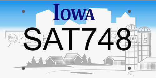 SAT748 Iowa License Plate