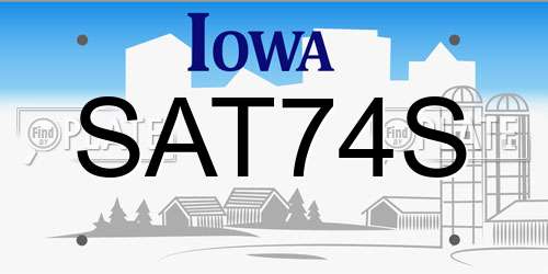SAT74S Iowa License Plate