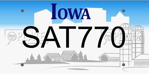 SAT770 Iowa License Plate