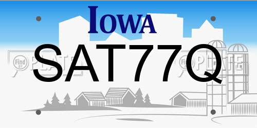 SAT77Q Iowa License Plate