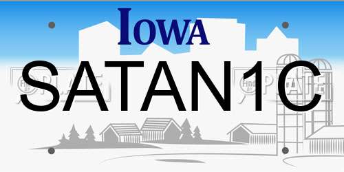 SATAN1C Iowa License Plate