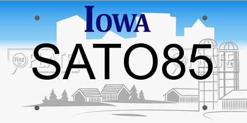 SATO85 Iowa License Plate