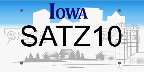 SATZ10 Iowa License Plate
