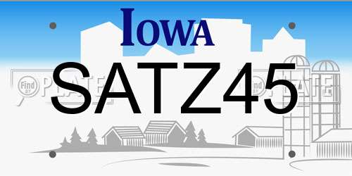 SATZ45 Iowa License Plate