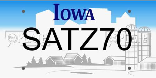 SATZ70 Iowa License Plate