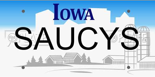 SAUCYS Iowa License Plate