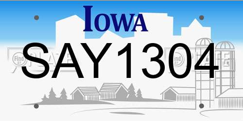 SAY1304 Iowa License Plate