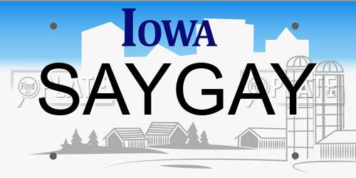 SAYGAY Iowa License Plate