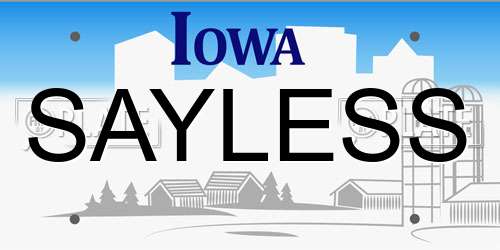 SAYLESS Iowa License Plate