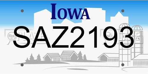 SAZ2193 Iowa License Plate