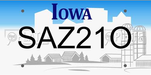 SAZ21O Iowa License Plate