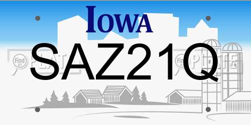 SAZ21Q Iowa License Plate