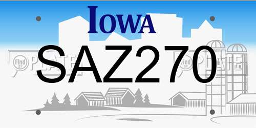 SAZ270 Iowa License Plate
