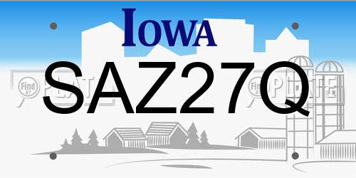SAZ27Q Iowa License Plate