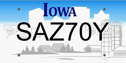 SAZ70Y Iowa License Plate