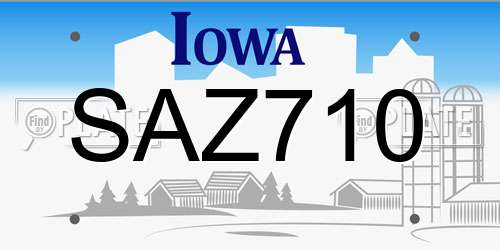 SAZ710 Iowa License Plate